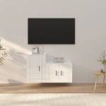 vidaXL Set dulap TV, 2 piese, alb extralucios, lemn prelucrat vidaXL Set dulap TV, 2 piese, alb extralucios, lemn prelucrat