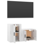 vidaXL Set dulap TV, 2 piese, alb extralucios, lemn prelucrat vidaXL Set dulap TV, 2 piese, alb extralucios, lemn prelucrat