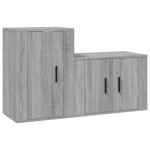vidaXL Set dulapuri TV, 2 piese, gri sonoma, lemn prelucrat vidaXL Set dulapuri TV, 2 piese, gri sonoma, lemn prelucrat