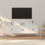 vidaXL Set comodă TV, 3 piese, alb, lemn prelucrat vidaXL Set comodă TV, 3 piese, alb, lemn prelucrat