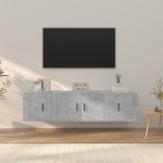 vidaXL Set dulapuri TV, 3 piese, gri beton, lemn prelucrat vidaXL Set dulapuri TV, 3 piese, gri beton, lemn prelucrat