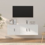vidaXL Set dulap TV, 2 piese, alb, lemn prelucrat vidaXL Set dulap TV, 2 piese, alb, lemn prelucrat