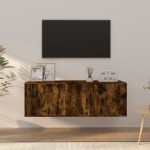 vidaXL Set dulapuri TV, 2 piese, stejar fumuriu, lemn prelucrat vidaXL Set dulapuri TV, 2 piese, stejar fumuriu, lemn prelucrat