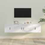 vidaXL Set comodă TV, 3 piese, alb, lemn prelucrat vidaXL Set comodă TV, 3 piese, alb, lemn prelucrat