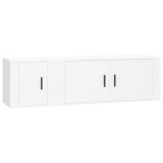 vidaXL Set dulap TV, 2 piese, alb, lemn prelucrat vidaXL Set dulap TV, 2 piese, alb, lemn prelucrat