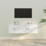 vidaXL Set dulap TV, 2 piese, alb, lemn prelucrat vidaXL Set dulap TV, 2 piese, alb, lemn prelucrat