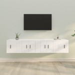 vidaXL Set dulap TV, 4 piese, alb, lemn prelucrat vidaXL Set dulap TV, 4 piese, alb, lemn prelucrat