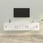 vidaXL Set dulap TV, 4 piese, alb extralucios, lemn prelucrat vidaXL Set dulap TV, 4 piese, alb extralucios, lemn prelucrat
