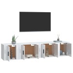 vidaXL Set dulap TV, 4 piese, alb extralucios, lemn prelucrat vidaXL Set dulap TV, 4 piese, alb extralucios, lemn prelucrat