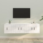 vidaXL Set comodă TV, 3 piese, alb extralucios, lemn prelucrat vidaXL Set comodă TV, 3 piese, alb extralucios, lemn prelucrat
