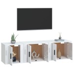 vidaXL Set comodă TV, 3 piese, alb extralucios, lemn prelucrat vidaXL Set comodă TV, 3 piese, alb extralucios, lemn prelucrat