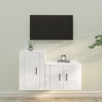 vidaXL Set dulap TV, 2 piese, alb extralucios, lemn prelucrat vidaXL Set dulap TV, 2 piese, alb extralucios, lemn prelucrat