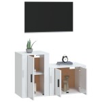vidaXL Set dulap TV, 2 piese, alb extralucios, lemn prelucrat vidaXL Set dulap TV, 2 piese, alb extralucios, lemn prelucrat