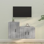vidaXL Set dulapuri TV, 2 piese, gri sonoma, lemn prelucrat vidaXL Set dulapuri TV, 2 piese, gri sonoma, lemn prelucrat