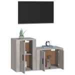 vidaXL Set dulapuri TV, 2 piese, gri sonoma, lemn prelucrat vidaXL Set dulapuri TV, 2 piese, gri sonoma, lemn prelucrat
