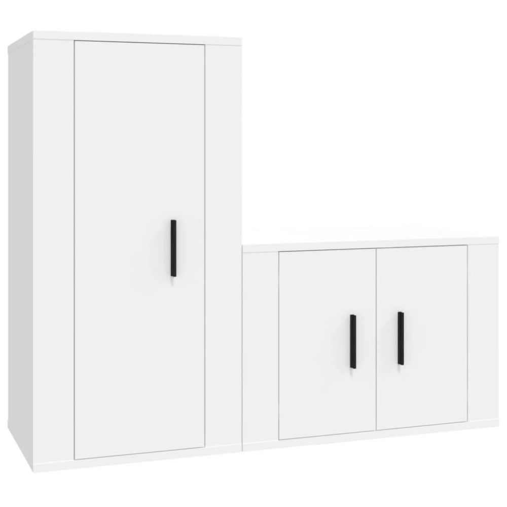 vidaXL Set dulap TV, 2 piese, alb, lemn prelucrat