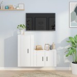 vidaXL Set dulap TV, 2 piese, alb, lemn prelucrat vidaXL Set dulap TV, 2 piese, alb, lemn prelucrat
