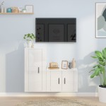 vidaXL Set dulap TV, 2 piese, alb extralucios, lemn prelucrat vidaXL Set dulap TV, 2 piese, alb extralucios, lemn prelucrat