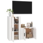 vidaXL Set dulap TV, 2 piese, alb extralucios, lemn prelucrat vidaXL Set dulap TV, 2 piese, alb extralucios, lemn prelucrat