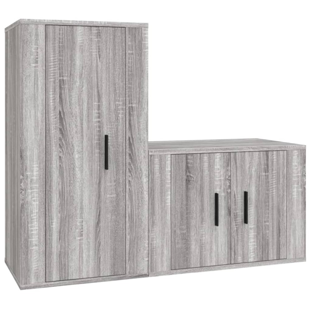 vidaXL Set dulapuri TV, 2 piese, gri sonoma, lemn prelucrat