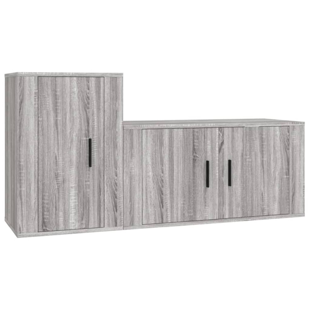 vidaXL Set dulapuri TV, 2 piese, gri sonoma, lemn prelucrat