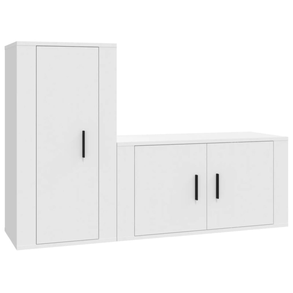 vidaXL Set dulap TV, 2 piese, alb, lemn prelucrat
