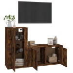 vidaXL Set dulapuri TV, 2 piese, stejar fumuriu, lemn prelucrat vidaXL Set dulapuri TV, 2 piese, stejar fumuriu, lemn prelucrat