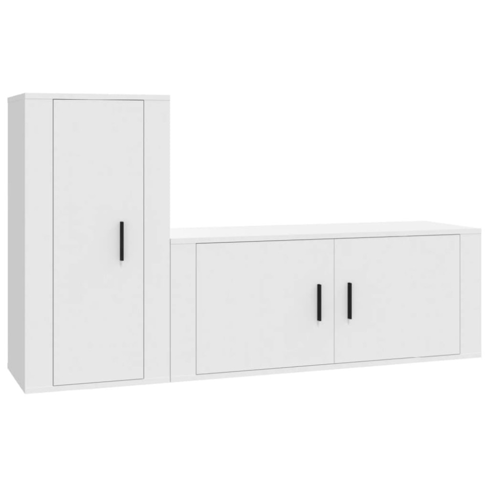 vidaXL Set dulap TV, 2 piese, alb, lemn prelucrat