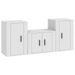 vidaXL Set comodă TV, 3 piese, alb, lemn prelucrat vidaXL Set comodă TV, 3 piese, alb, lemn prelucrat