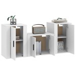 vidaXL Set comodă TV, 3 piese, alb, lemn prelucrat vidaXL Set comodă TV, 3 piese, alb, lemn prelucrat