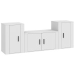vidaXL Set comodă TV, 3 piese, alb, lemn prelucrat vidaXL Set comodă TV, 3 piese, alb, lemn prelucrat