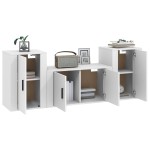 vidaXL Set comodă TV, 3 piese, alb, lemn prelucrat vidaXL Set comodă TV, 3 piese, alb, lemn prelucrat