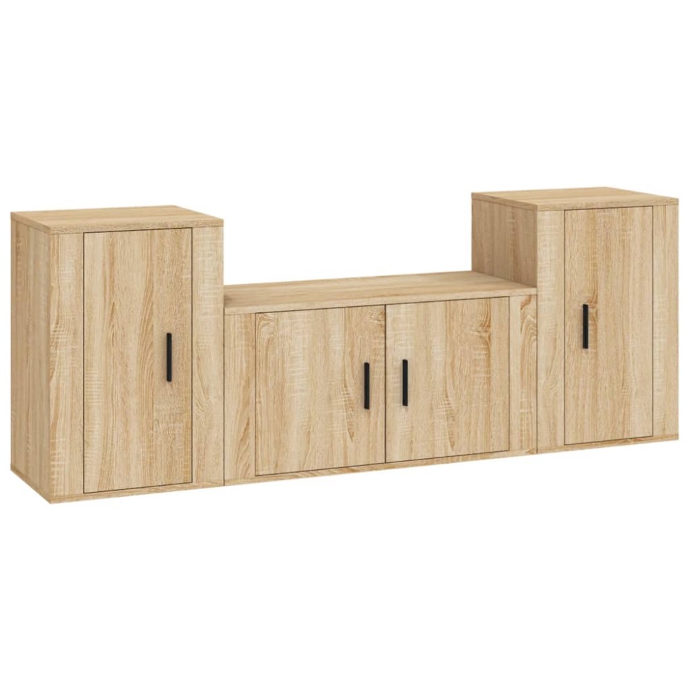 vidaXL Set dulap TV, 3 piese, stejar sonoma, lemn prelucrat