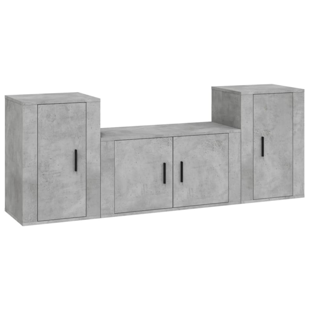 vidaXL Set dulapuri TV, 3 piese, gri beton, lemn prelucrat