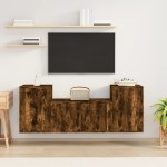vidaXL Set dulapuri TV, 3 piese, stejar fumuriu, lemn prelucrat vidaXL Set dulapuri TV, 3 piese, stejar fumuriu, lemn prelucrat