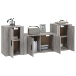 vidaXL Set dulap TV, 3 piese, gri sonoma, lemn prelucrat vidaXL Set dulap TV, 3 piese, gri sonoma, lemn prelucrat