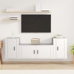 vidaXL Set comodă TV, 3 piese, alb, lemn prelucrat vidaXL Set comodă TV, 3 piese, alb, lemn prelucrat
