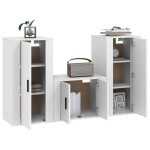 vidaXL Set comodă TV, 3 piese, alb, lemn prelucrat vidaXL Set comodă TV, 3 piese, alb, lemn prelucrat