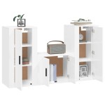 vidaXL Set comodă TV, 3 piese, alb extralucios, lemn prelucrat vidaXL Set comodă TV, 3 piese, alb extralucios, lemn prelucrat