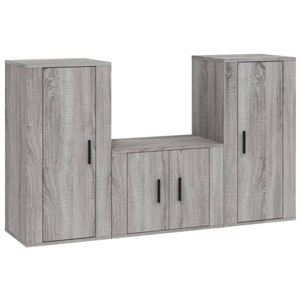 vidaXL Set dulap TV, 3 piese, gri sonoma, lemn prelucrat
