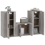 vidaXL Set dulap TV, 3 piese, gri sonoma, lemn prelucrat vidaXL Set dulap TV, 3 piese, gri sonoma, lemn prelucrat