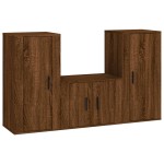 vidaXL Set dulap TV, 3 piese, stejar maro, lemn prelucrat vidaXL Set dulap TV, 3 piese, stejar maro, lemn prelucrat