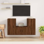 vidaXL Set dulap TV, 3 piese, stejar maro, lemn prelucrat vidaXL Set dulap TV, 3 piese, stejar maro, lemn prelucrat