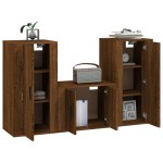 vidaXL Set dulap TV, 3 piese, stejar maro, lemn prelucrat vidaXL Set dulap TV, 3 piese, stejar maro, lemn prelucrat