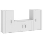 vidaXL Set comodă TV, 3 piese, alb, lemn prelucrat vidaXL Set comodă TV, 3 piese, alb, lemn prelucrat