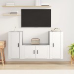 vidaXL Set comodă TV, 3 piese, alb, lemn prelucrat vidaXL Set comodă TV, 3 piese, alb, lemn prelucrat
