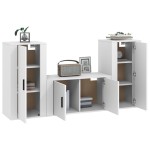 vidaXL Set comodă TV, 3 piese, alb, lemn prelucrat vidaXL Set comodă TV, 3 piese, alb, lemn prelucrat