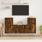 vidaXL Set dulapuri TV, 3 piese, stejar fumuriu, lemn prelucrat vidaXL Set dulapuri TV, 3 piese, stejar fumuriu, lemn prelucrat