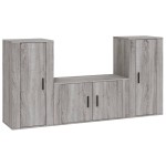 vidaXL Set dulap TV, 3 piese, gri sonoma, lemn prelucrat vidaXL Set dulap TV, 3 piese, gri sonoma, lemn prelucrat