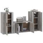 vidaXL Set dulap TV, 3 piese, gri sonoma, lemn prelucrat vidaXL Set dulap TV, 3 piese, gri sonoma, lemn prelucrat